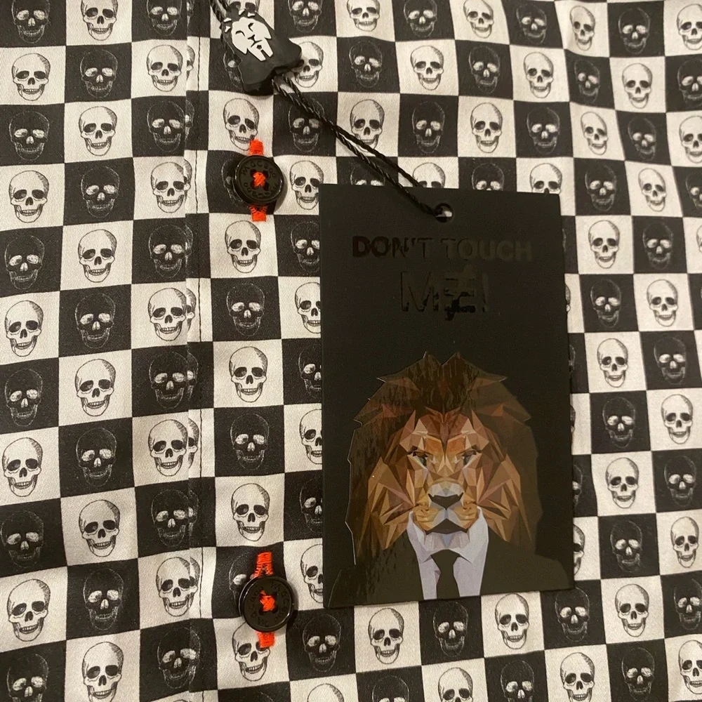 SHIRT NEW Maceoo Gallileo gingham skull Luxe Paris L - Picture 11 of 14